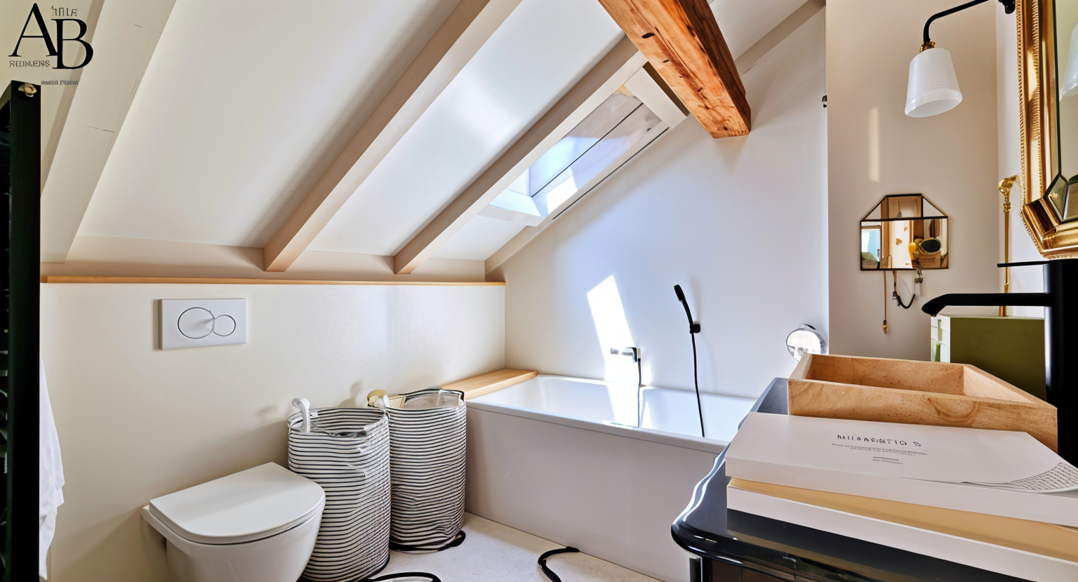 Helles Badezimmer unter Dachschräge