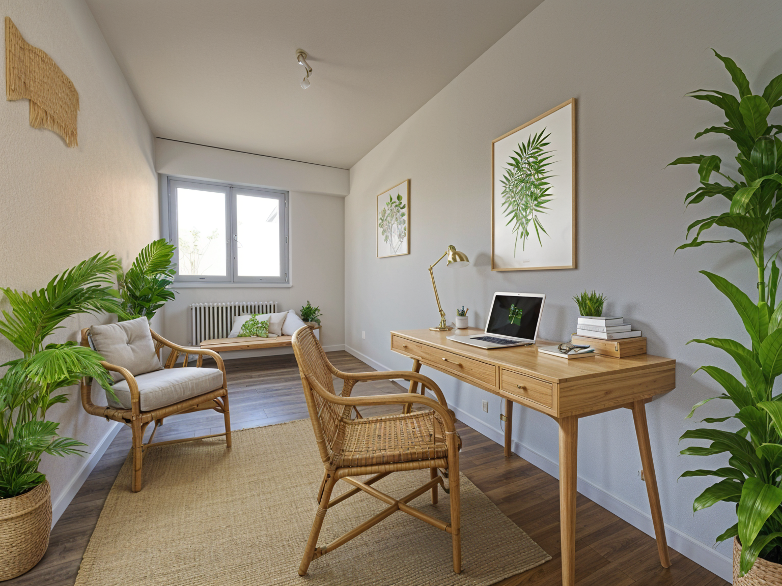 Heller Homeoffice-Raum im skandinavisch-natürlichen Stil