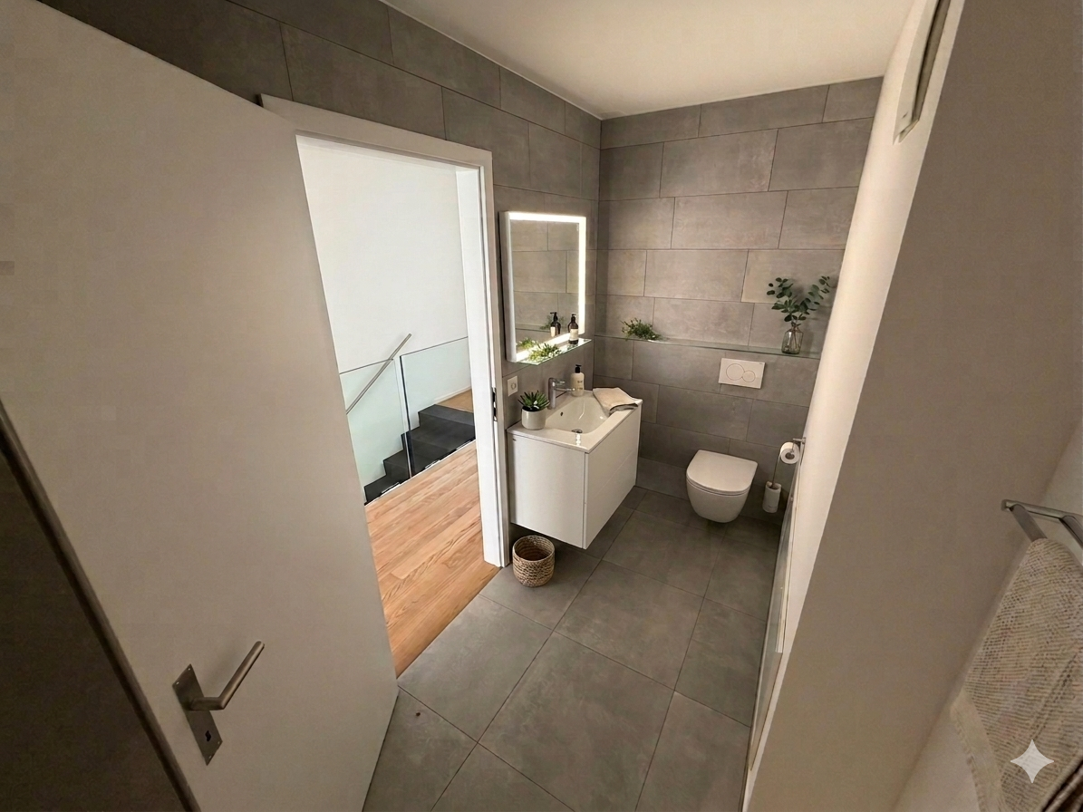 Modernes Gäste-WC mit Flurbezug