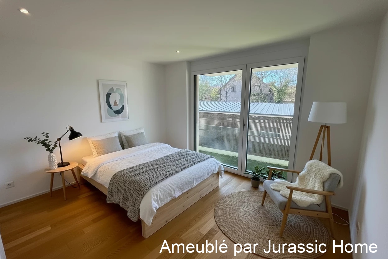 Helles Schlafzimmer mit Balkonzugang