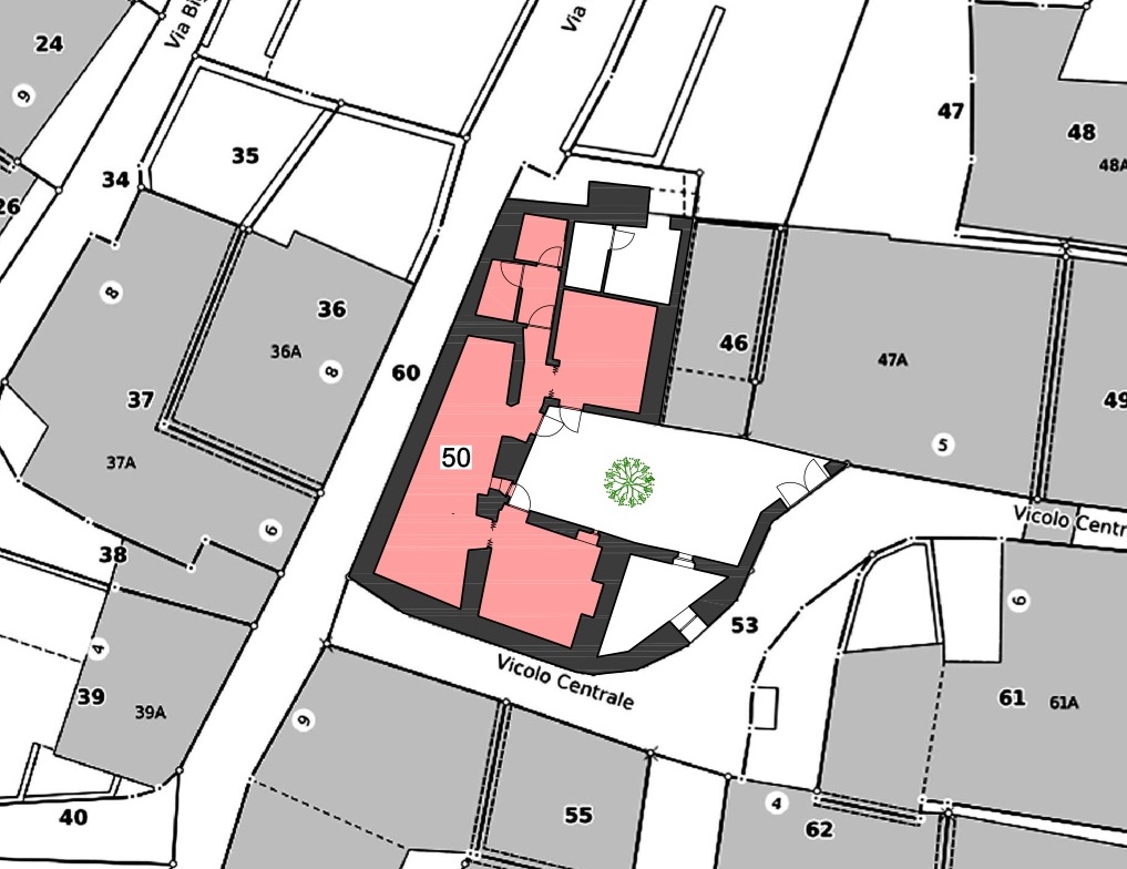 Lageplan mit markiertem Gebäude