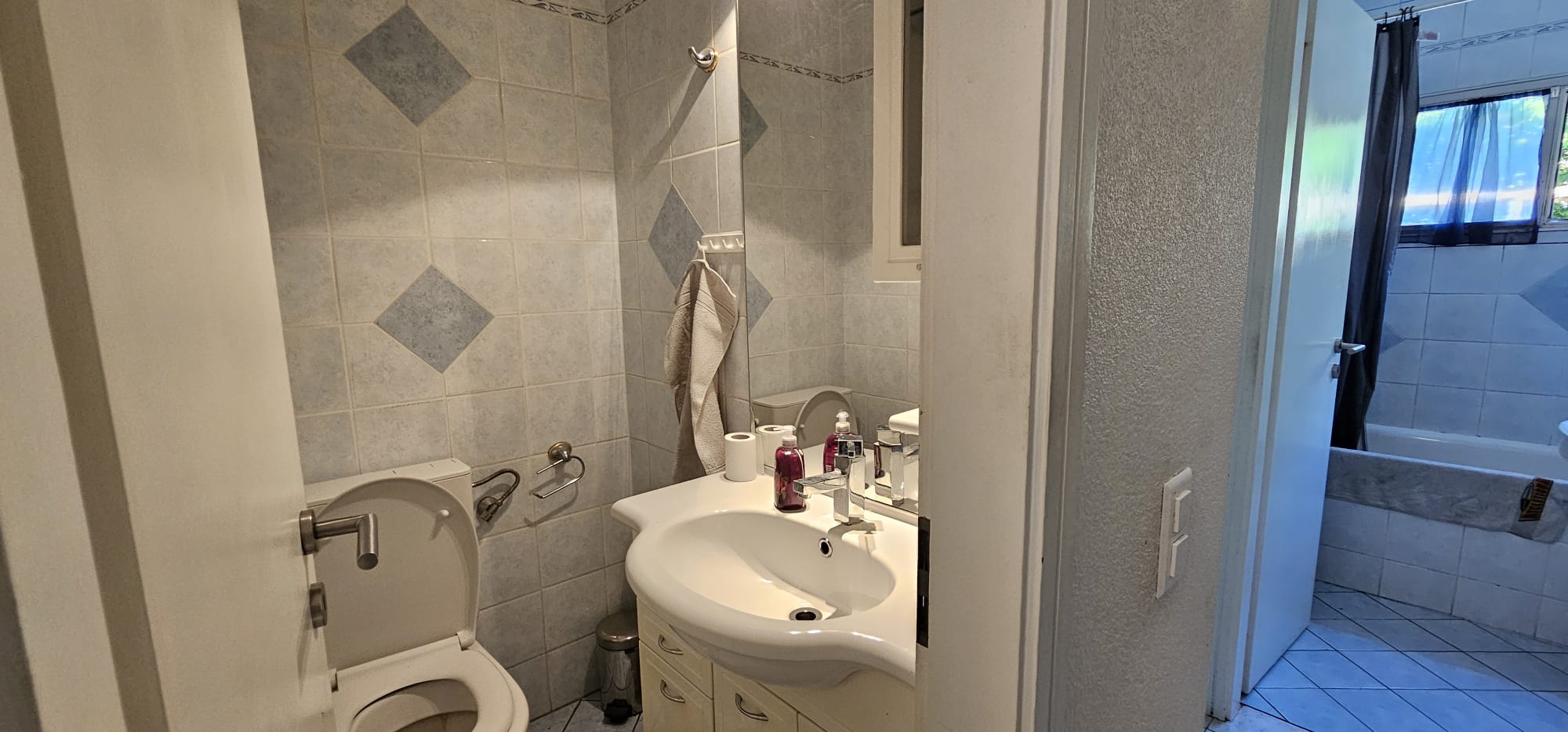 Gäste-WC mit angrenzendem Badblick