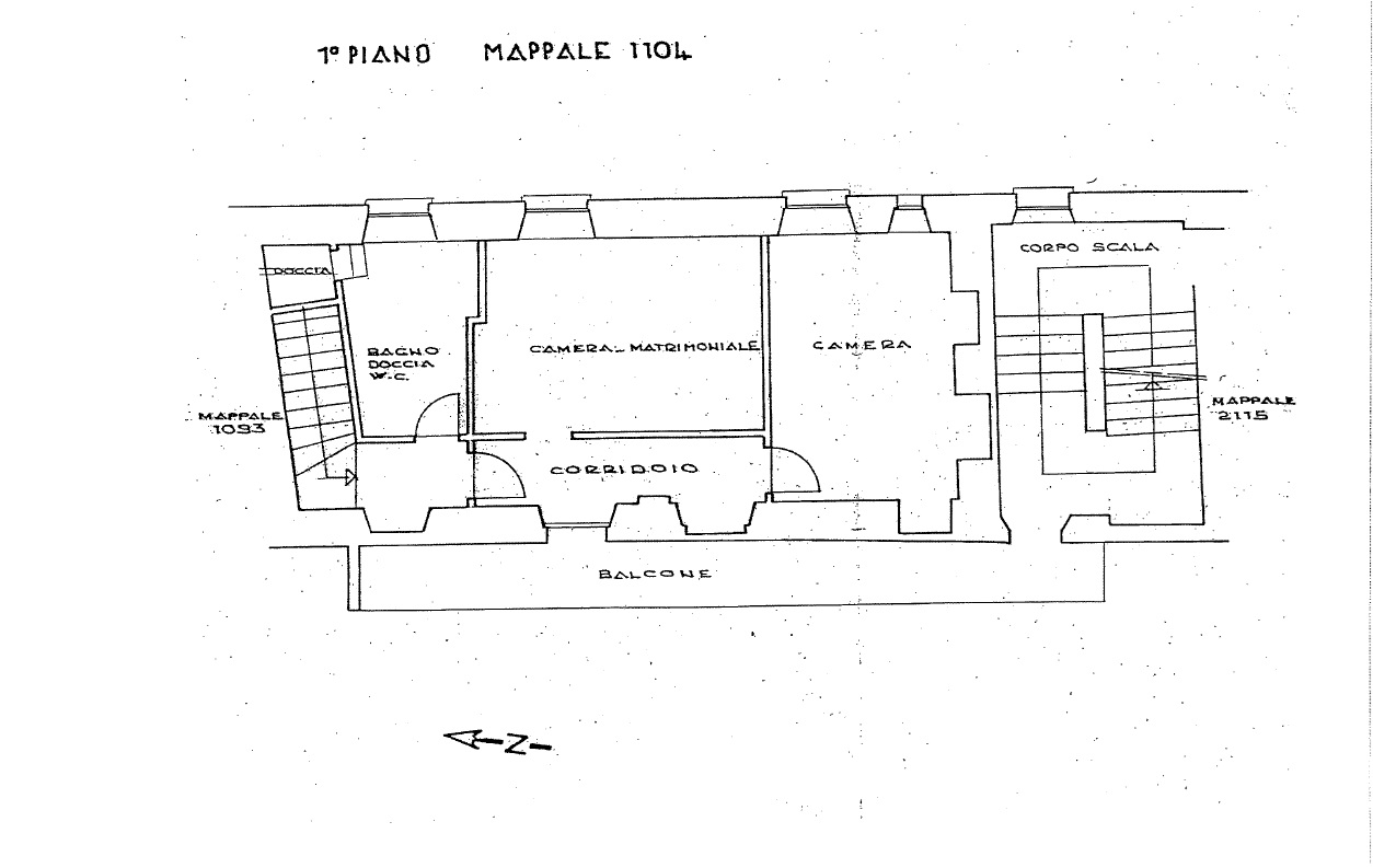 Historischer Grundriss mit Balkon