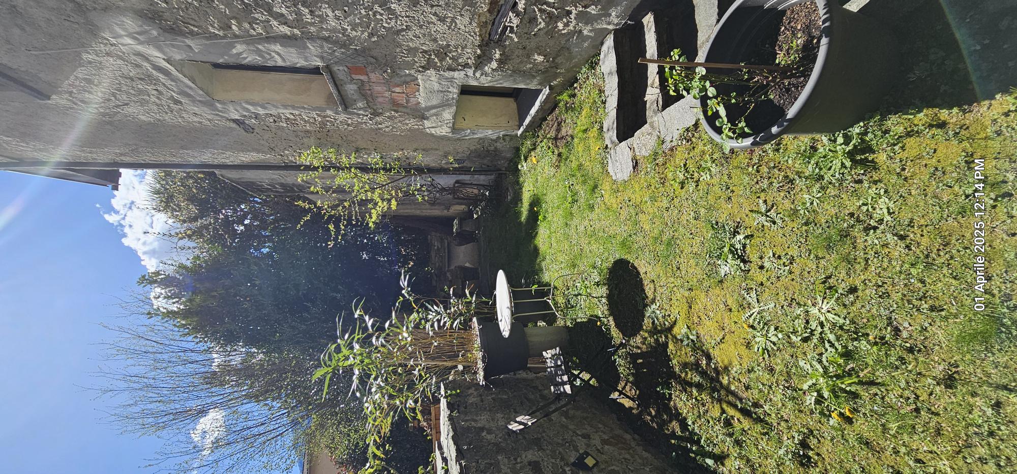 Innenhof mit Garten und altem Mauerwerk