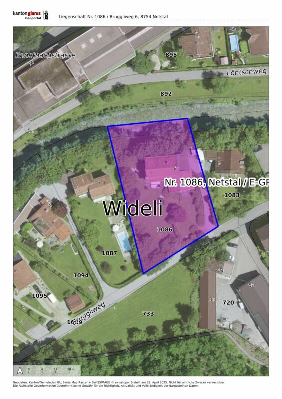 Lageplan eines Grundstücks in Netstal