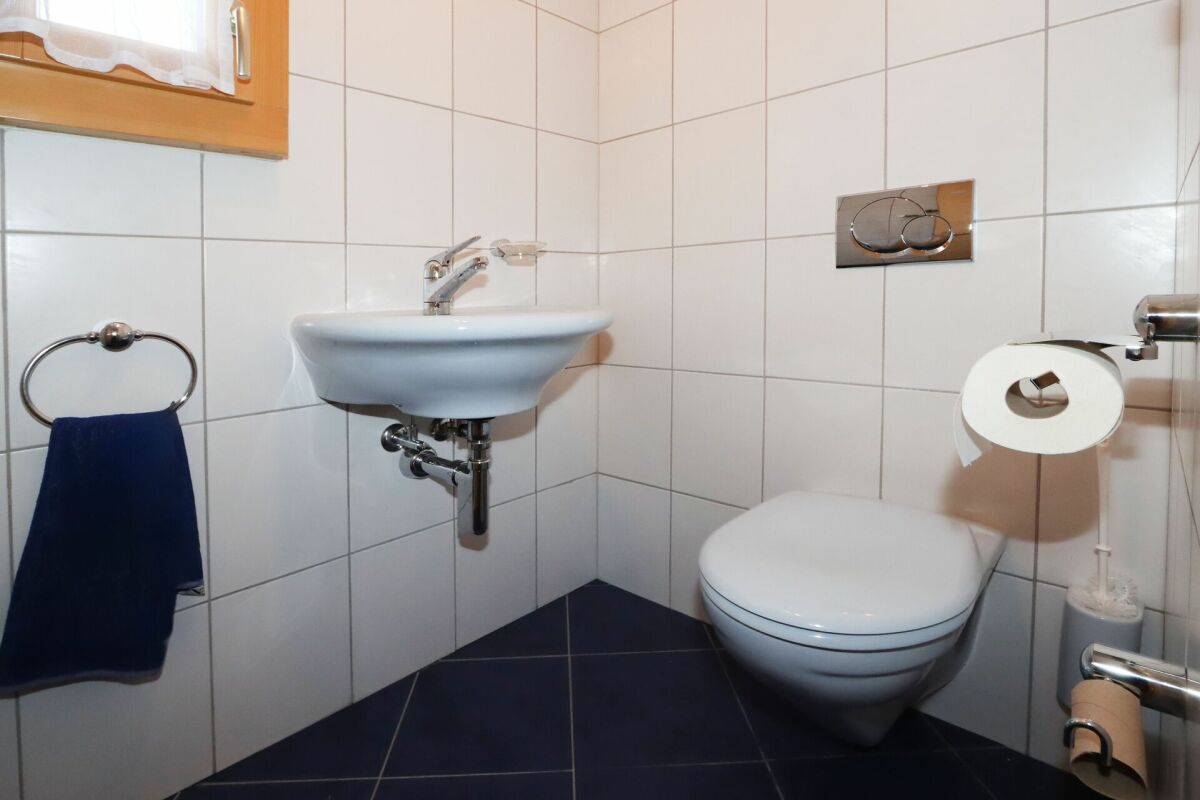 Gäste-WC mit Wand-WC und Handwaschbecken