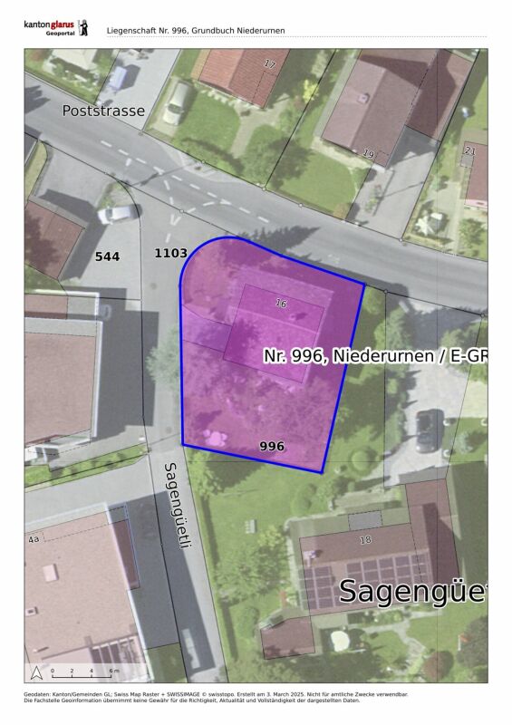 Lageplan mit markiertem Grundstück