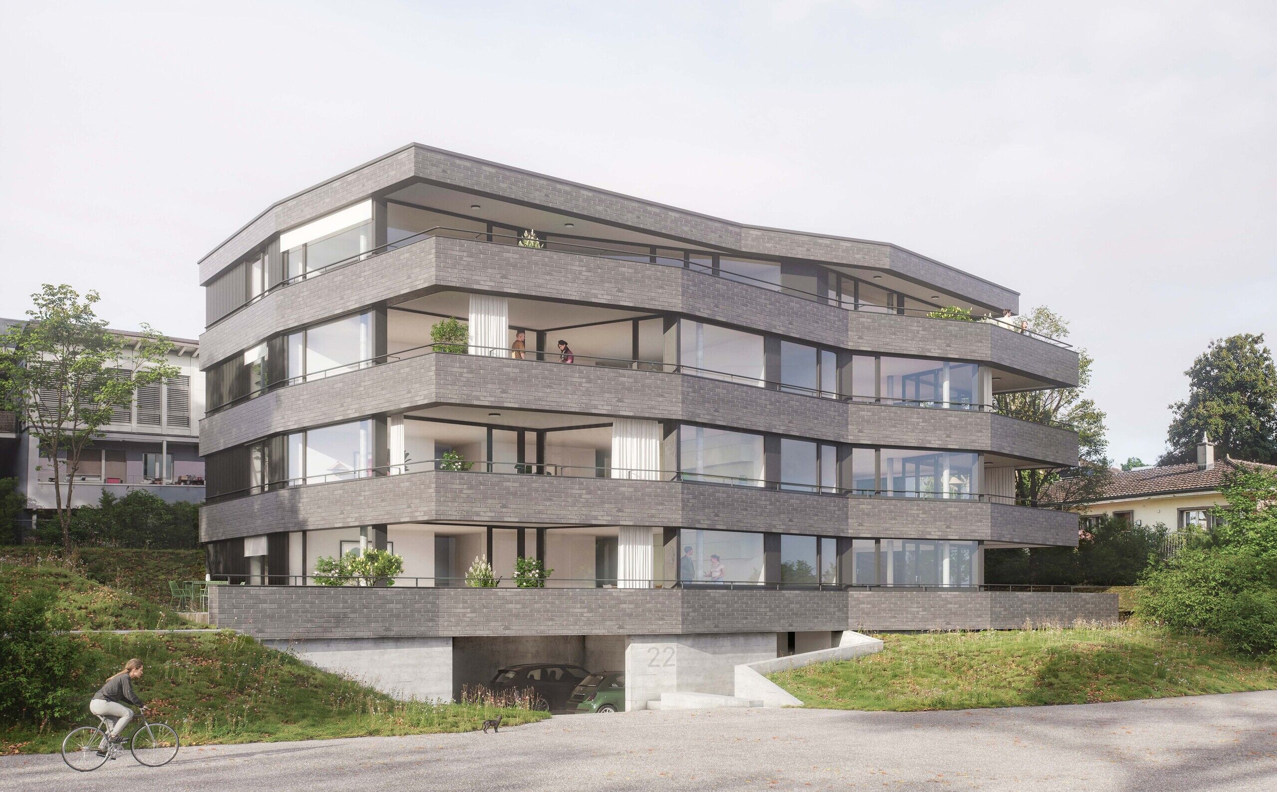 Moderne Mehrfamilienhaus-Außenansicht