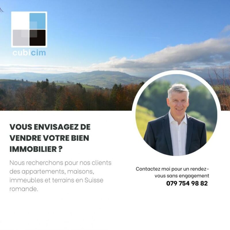 Werbegrafik mit Immobilienmakler und Landschaft