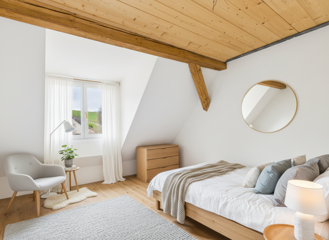 Helles Dachgeschoss-Schlafzimmer