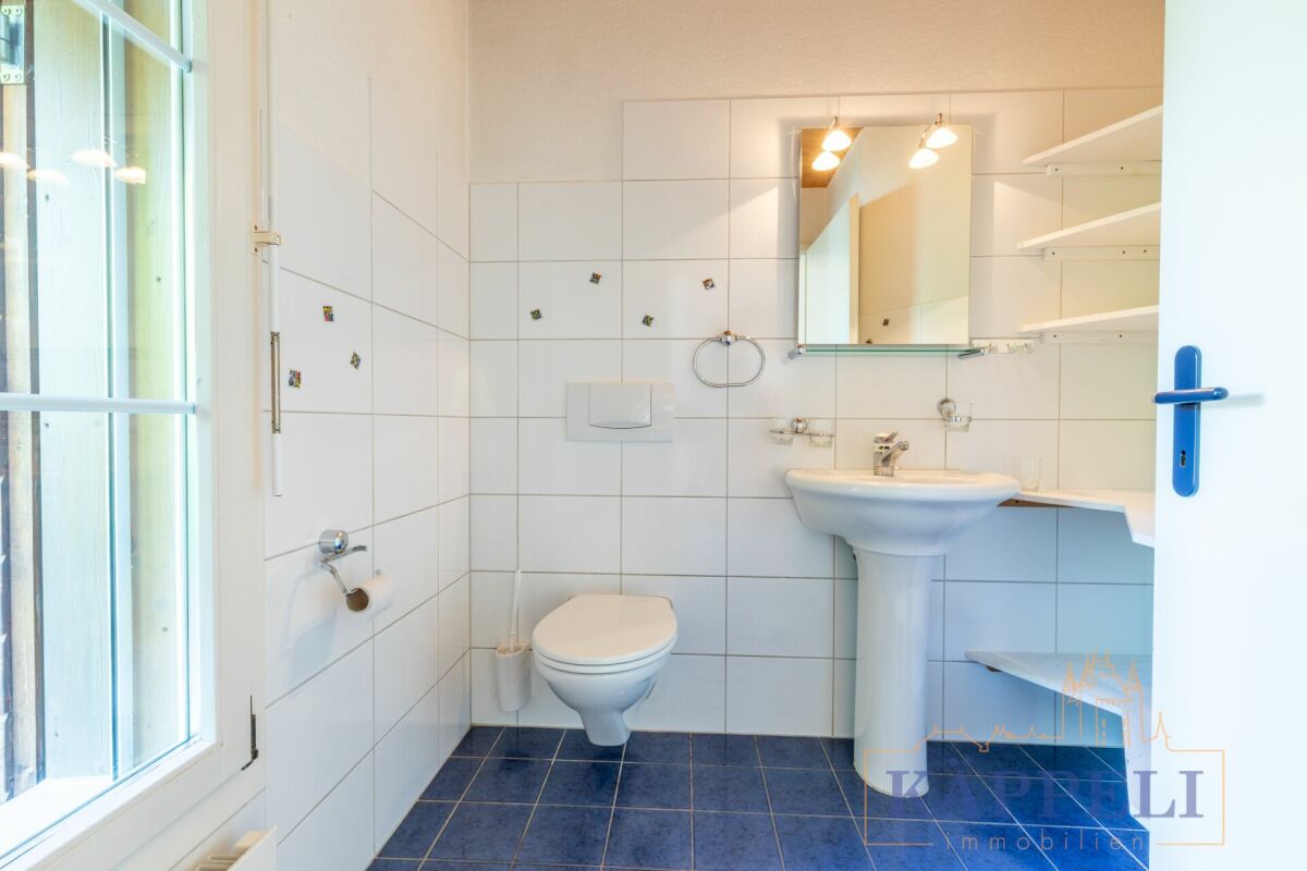 Kleines Badezimmer mit WC und Waschbecken