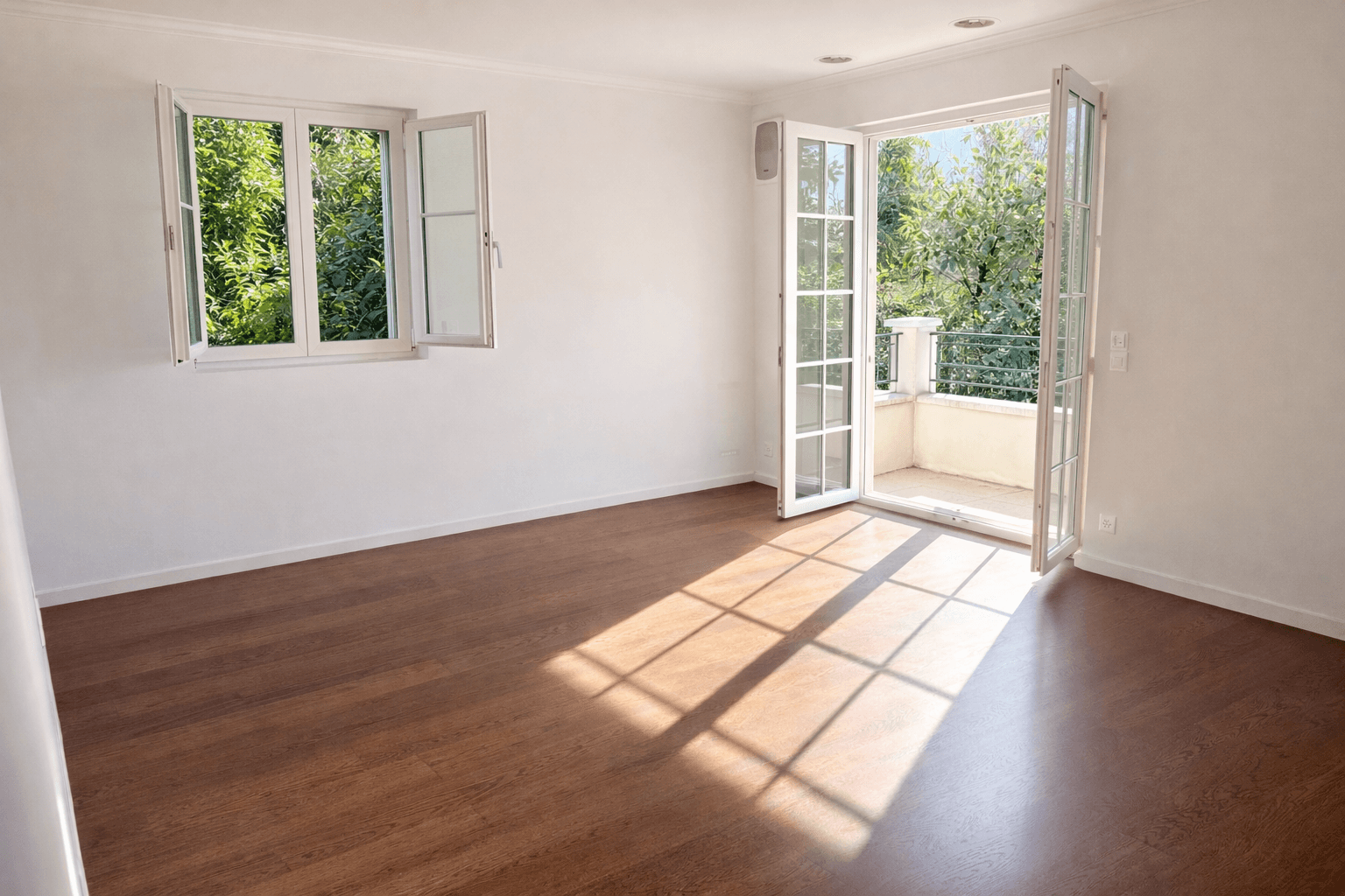 Heller leerer Raum mit Balkon