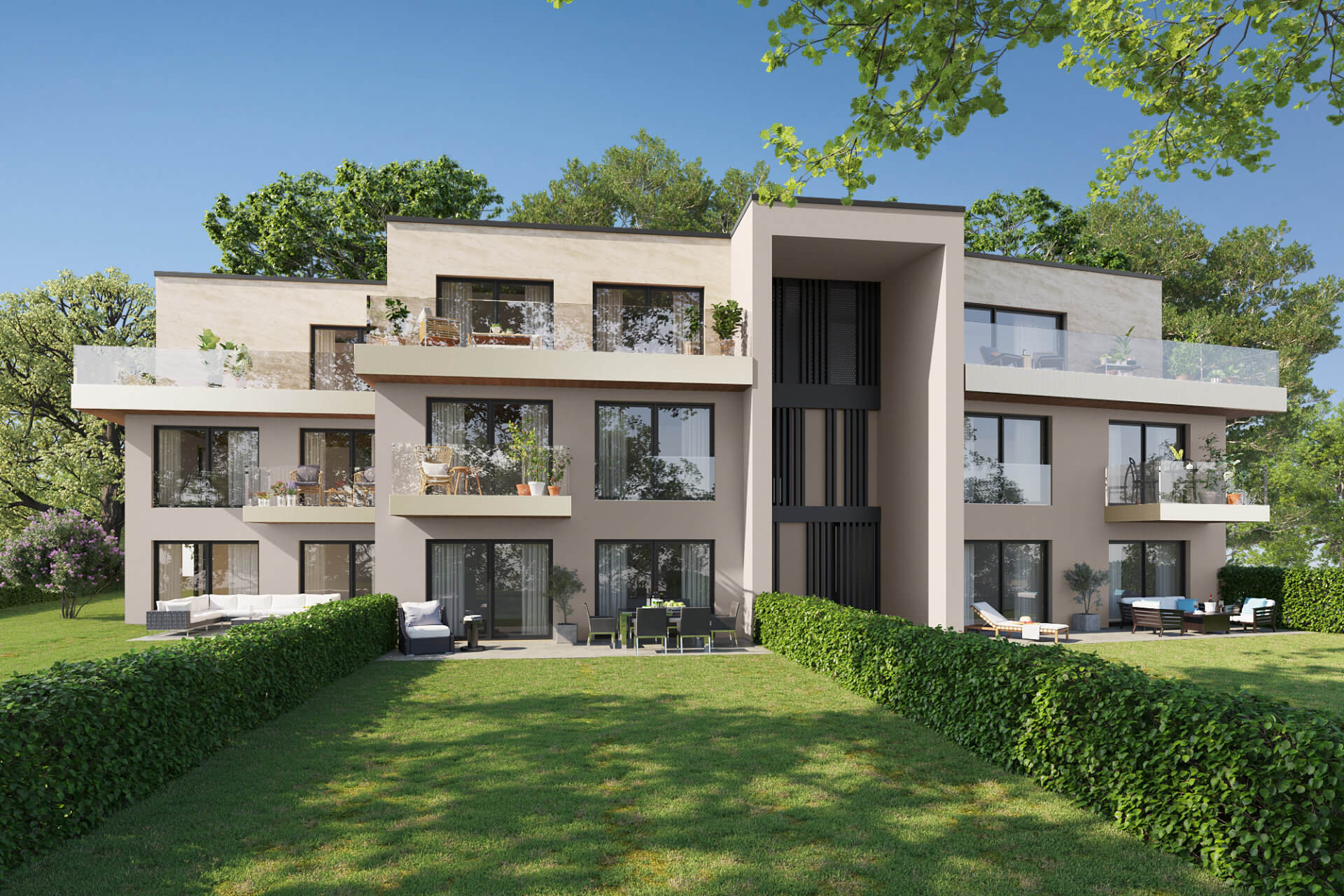 Moderne Wohnanlage mit Gärten