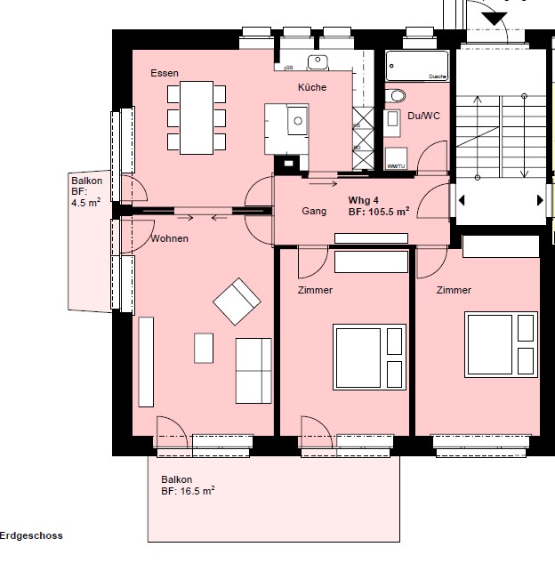 Grundriss Erdgeschoss mit Balkon