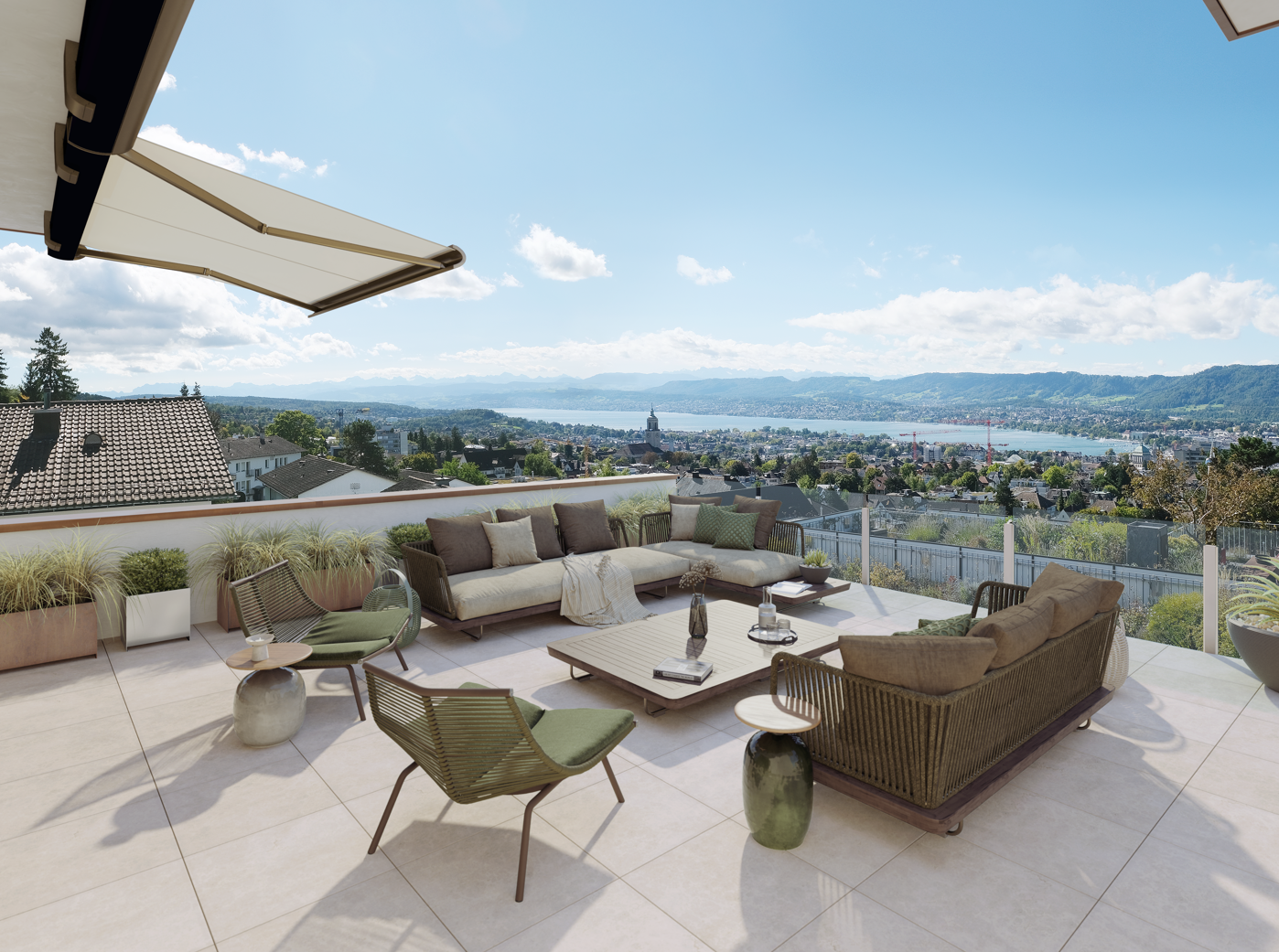 Luxuriöse Dachterrasse mit Panoramaausblick