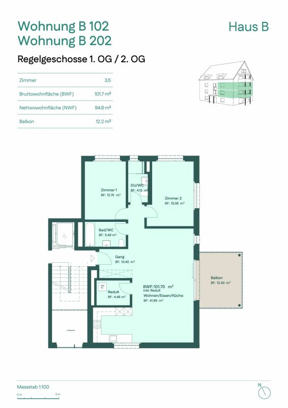 Wohnungsgrundriss mit Balkon