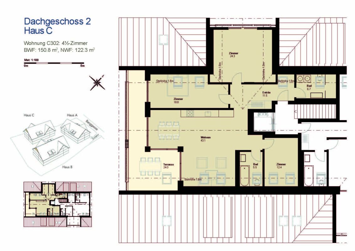Grundriss Dachgeschoss 2, Haus C