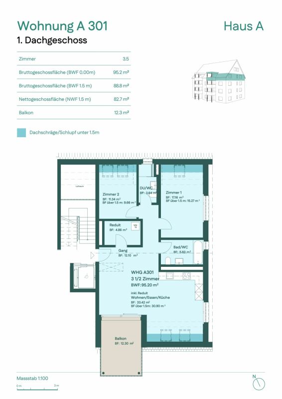 Wohnungsgrundriss Dachgeschoss