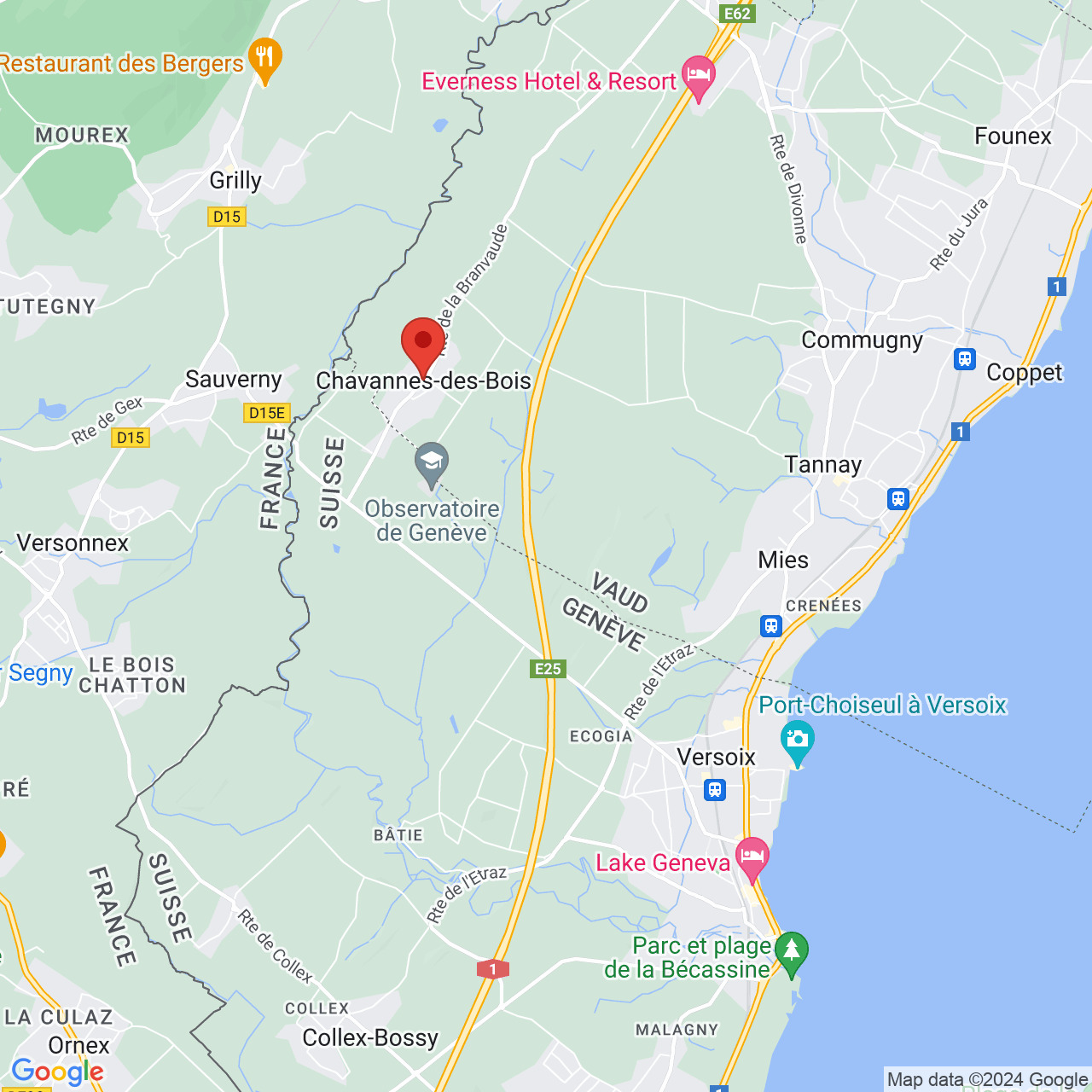 Kartenausschnitt der Region Genf