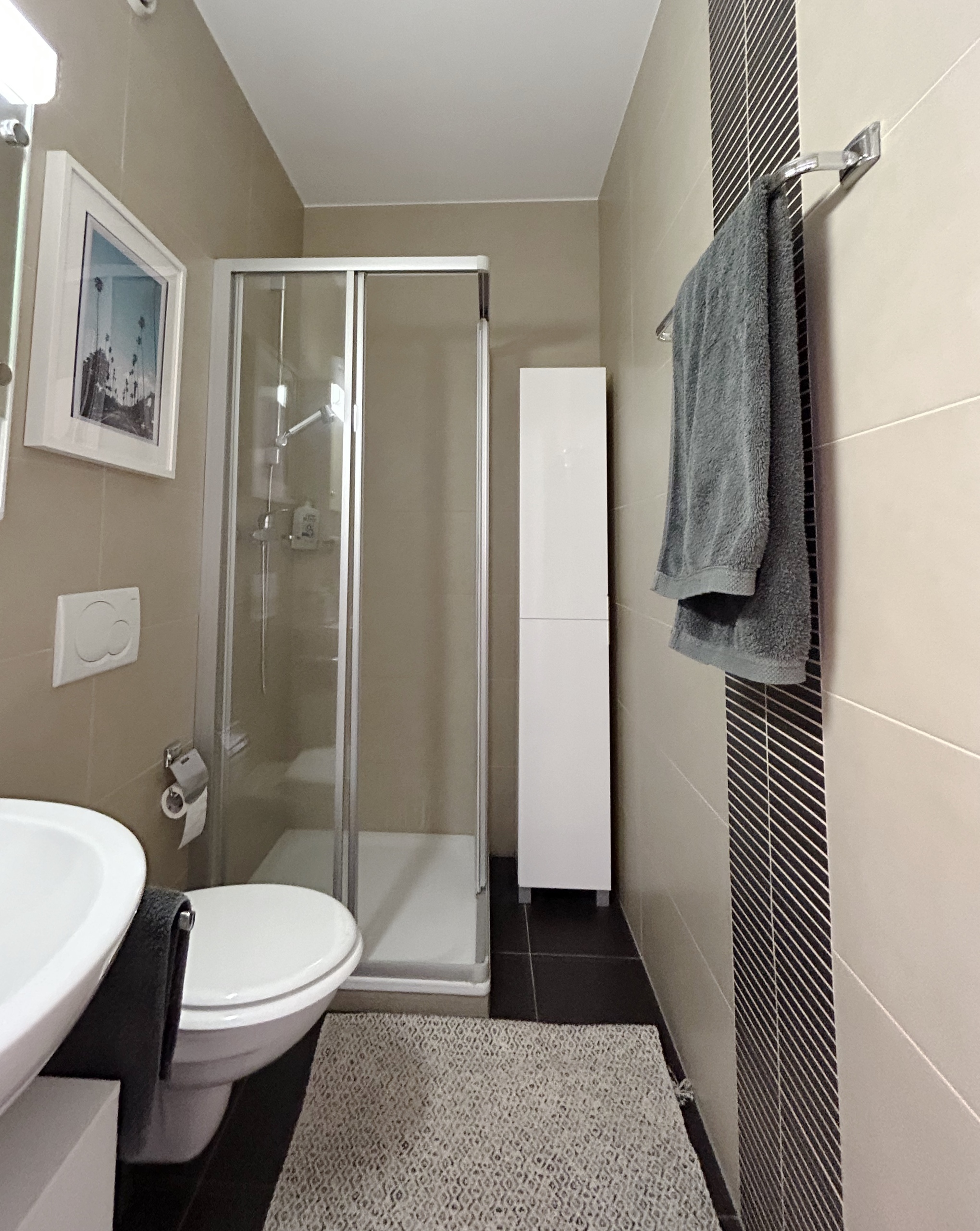 Kleines modernes Badezimmer mit Dusche und WC