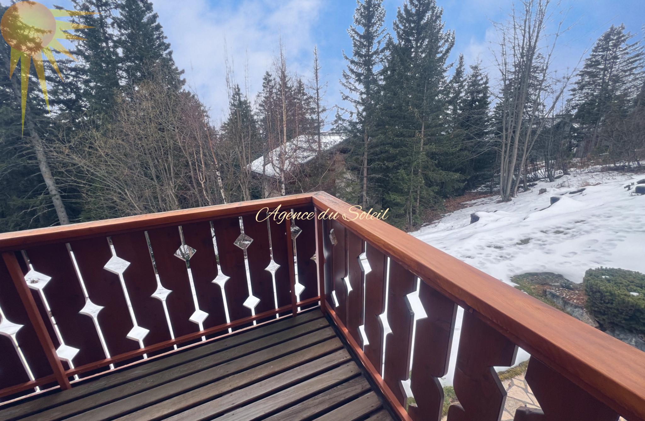 Balkon mit Winterblick