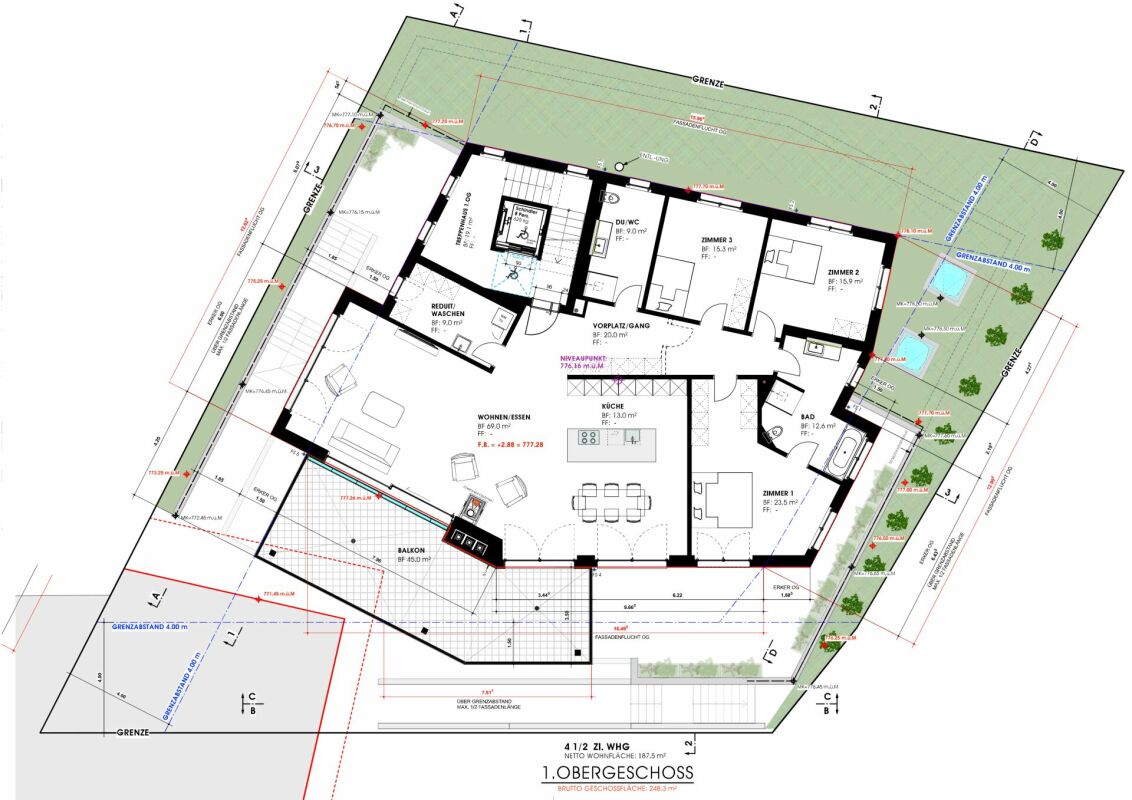 Grundriss der Obergeschosswohnung