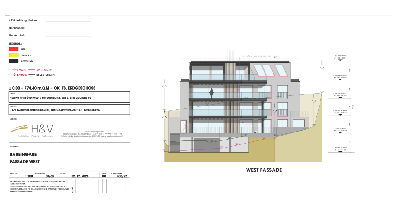 Westfassade eines Neubaus