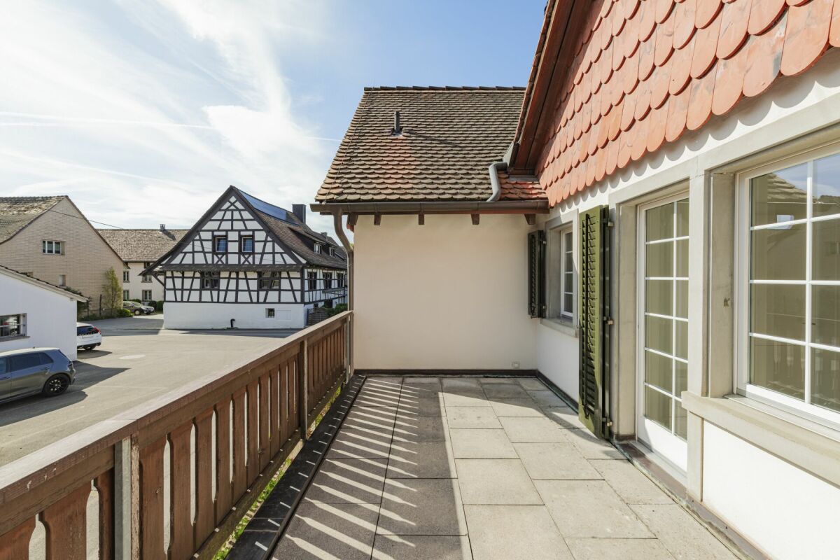 Dachterrasse an einem Fachwerkhaus