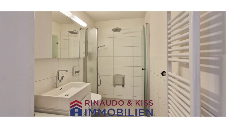 Modernes Badezimmer mit Dusche und Waschtisch