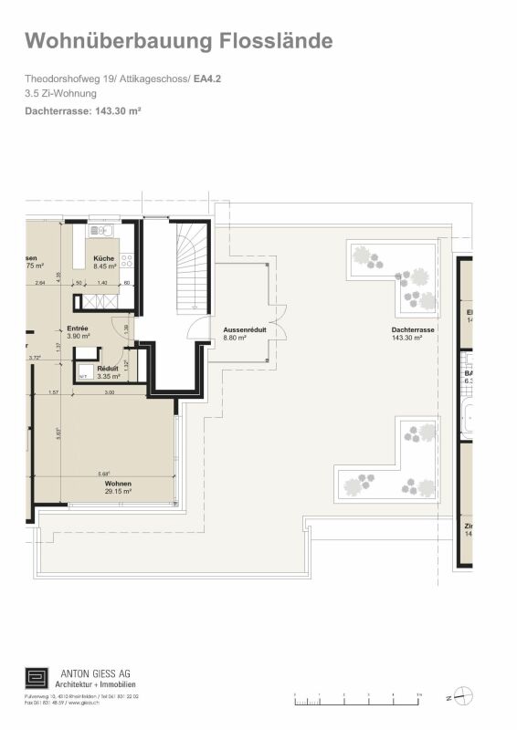 Wohnungsgrundriss mit Dachterrasse