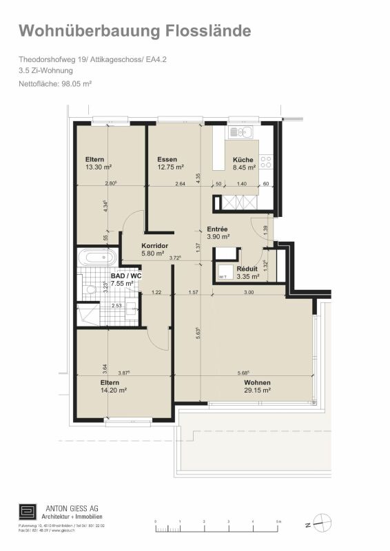 Wohnungsgrundriss mit Raumaufteilung