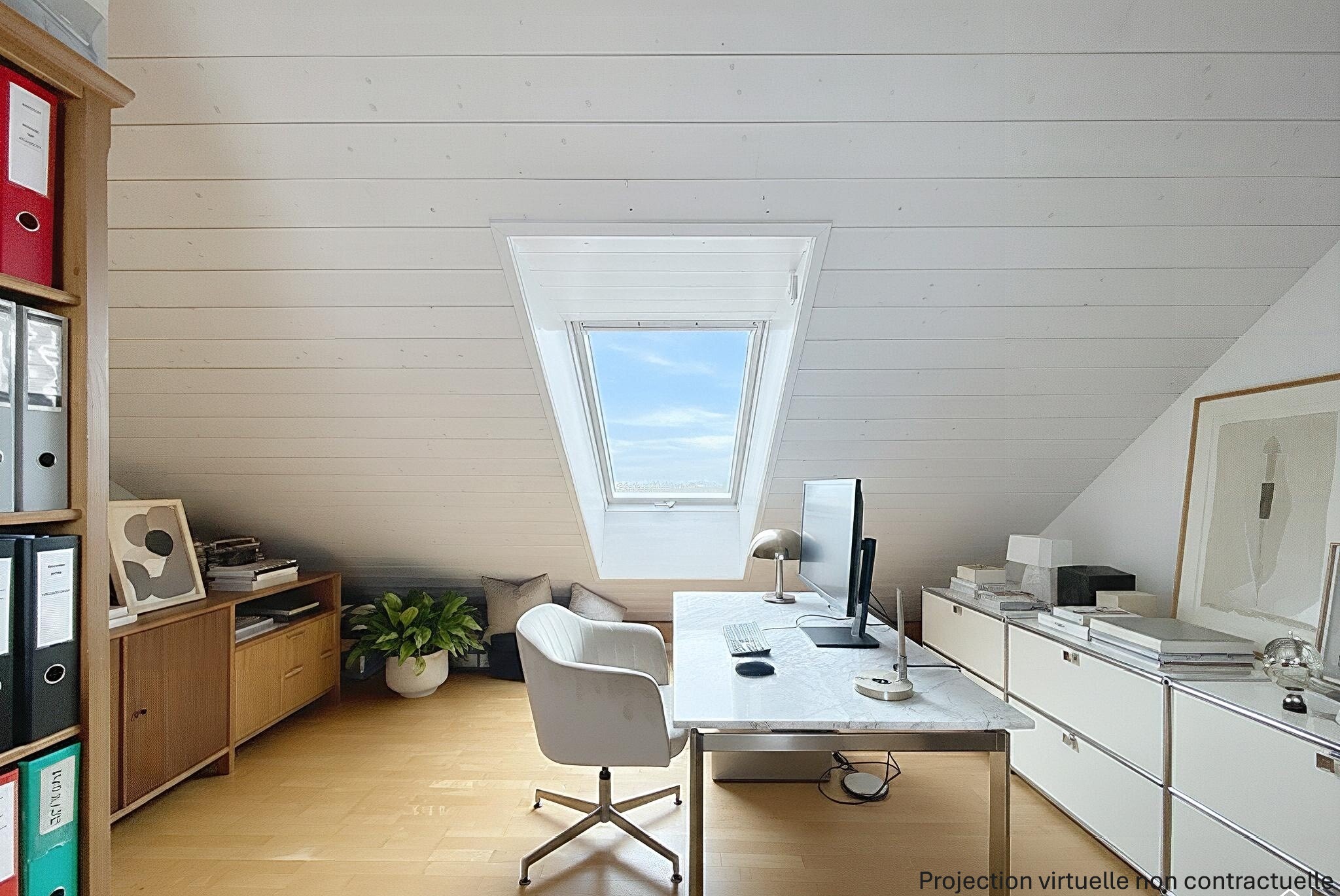 Dachgeschoss-Büro mit Dachfenster