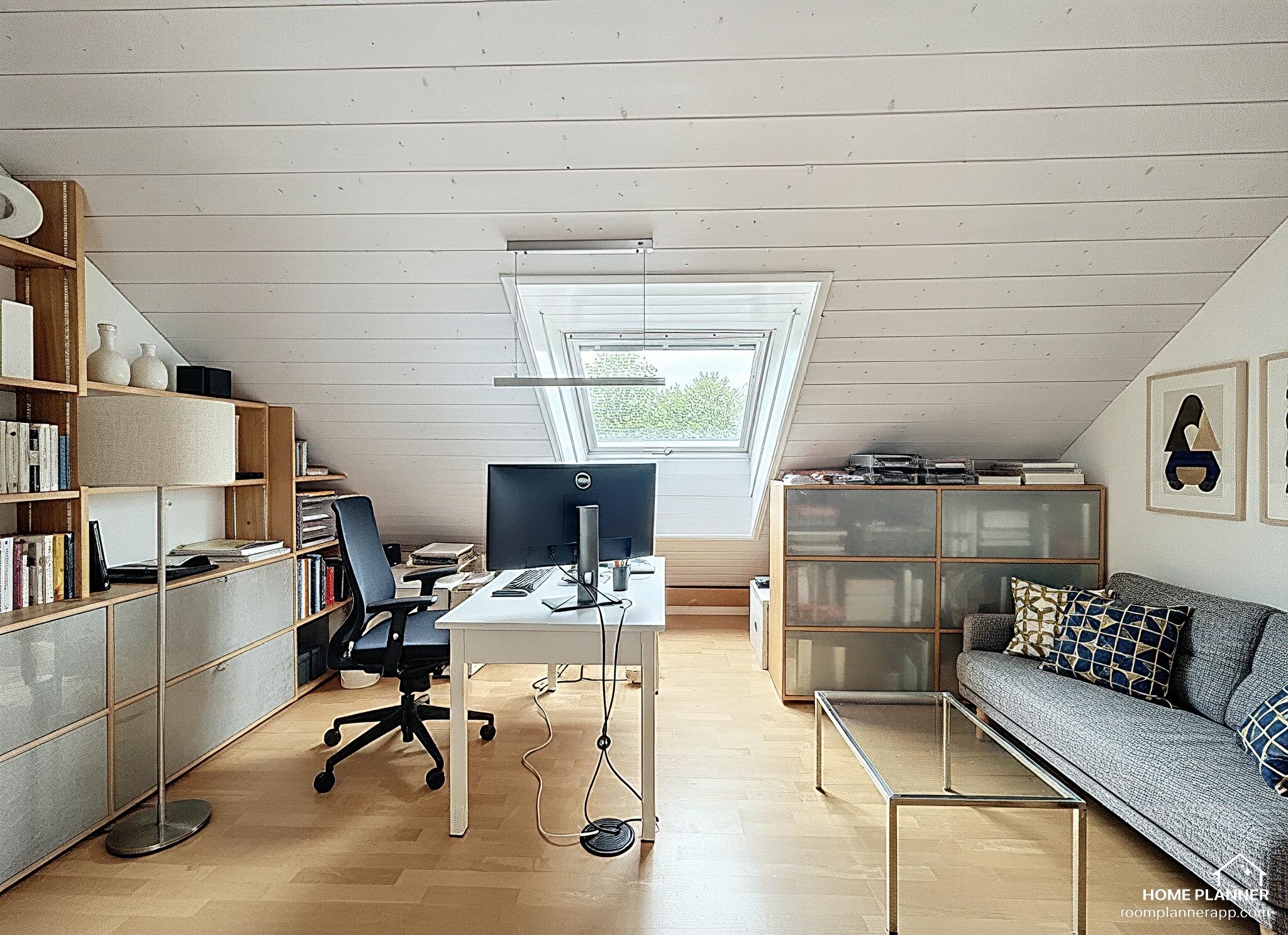 Dachgeschoss-Büro mit Sitzbereich