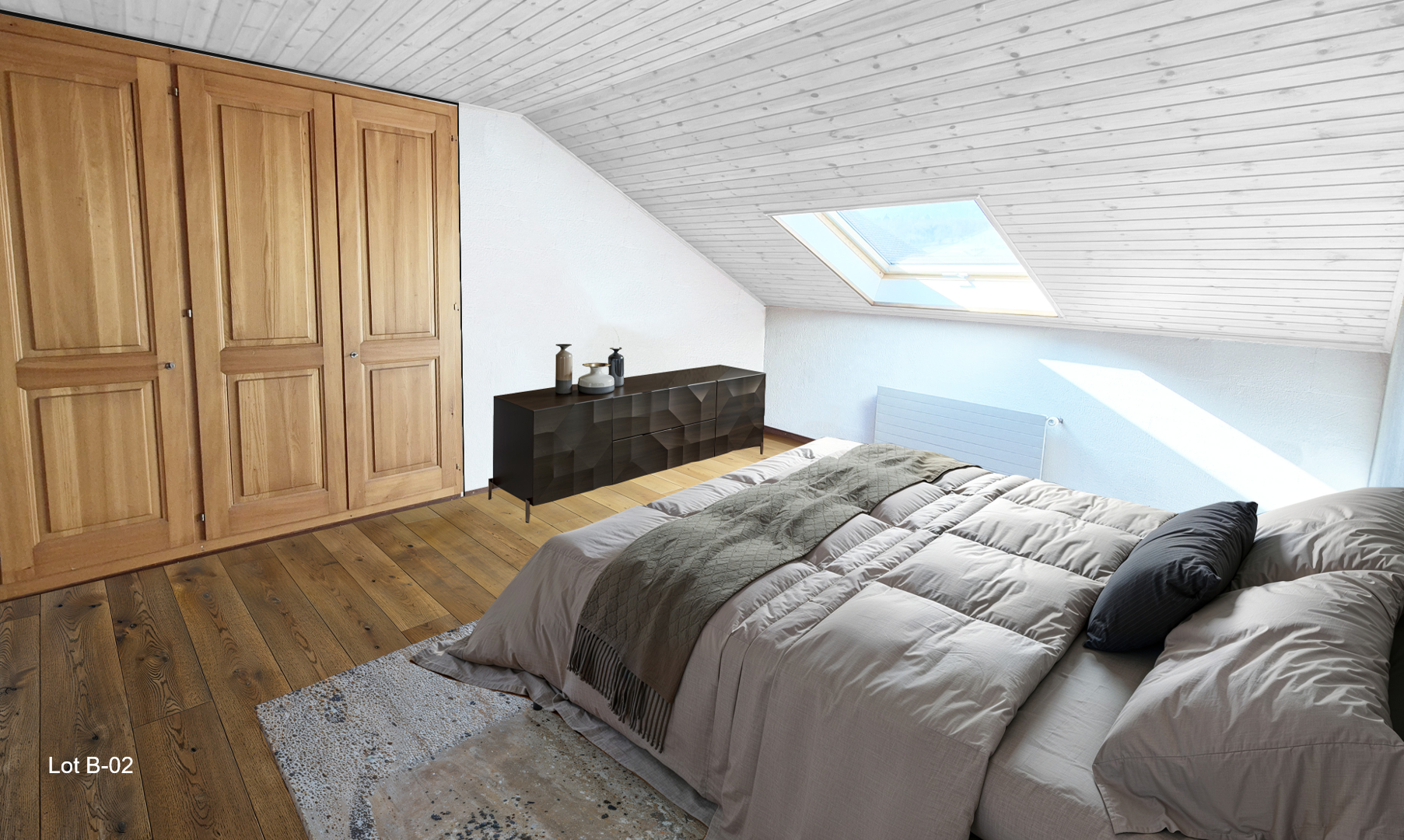 Dachgeschoss-Schlafzimmer mit Oberlicht