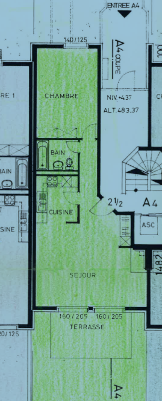 Grundriss einer Wohnung mit Terrasse