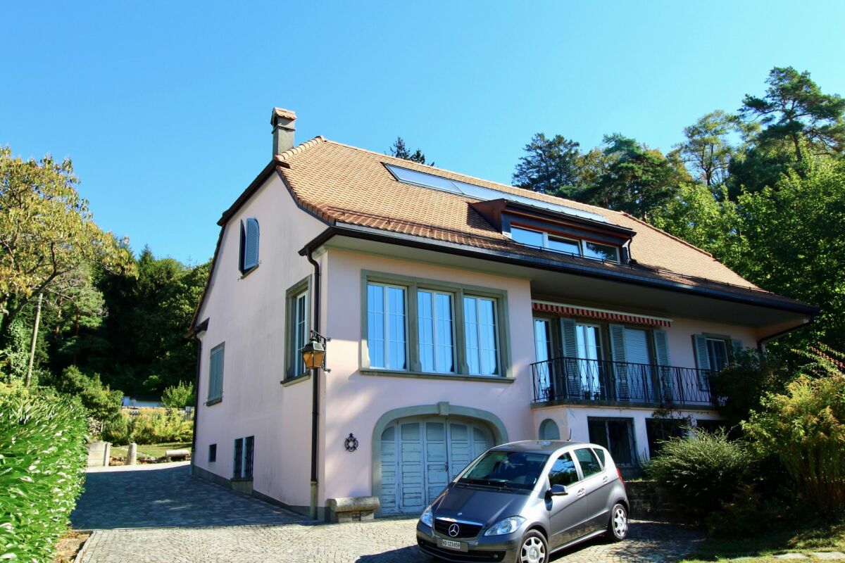 Freistehendes Haus mit Satteldach und Garagezufahrt