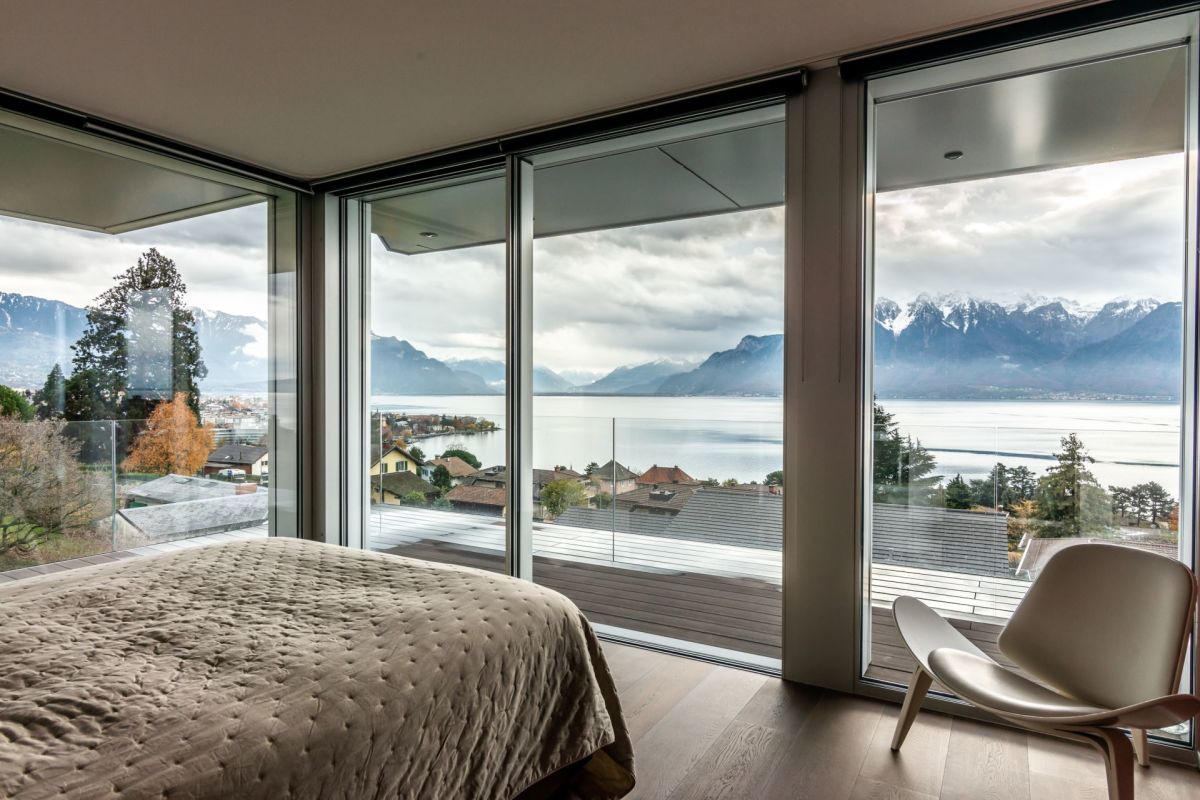 Schlafzimmer mit Panoramablick