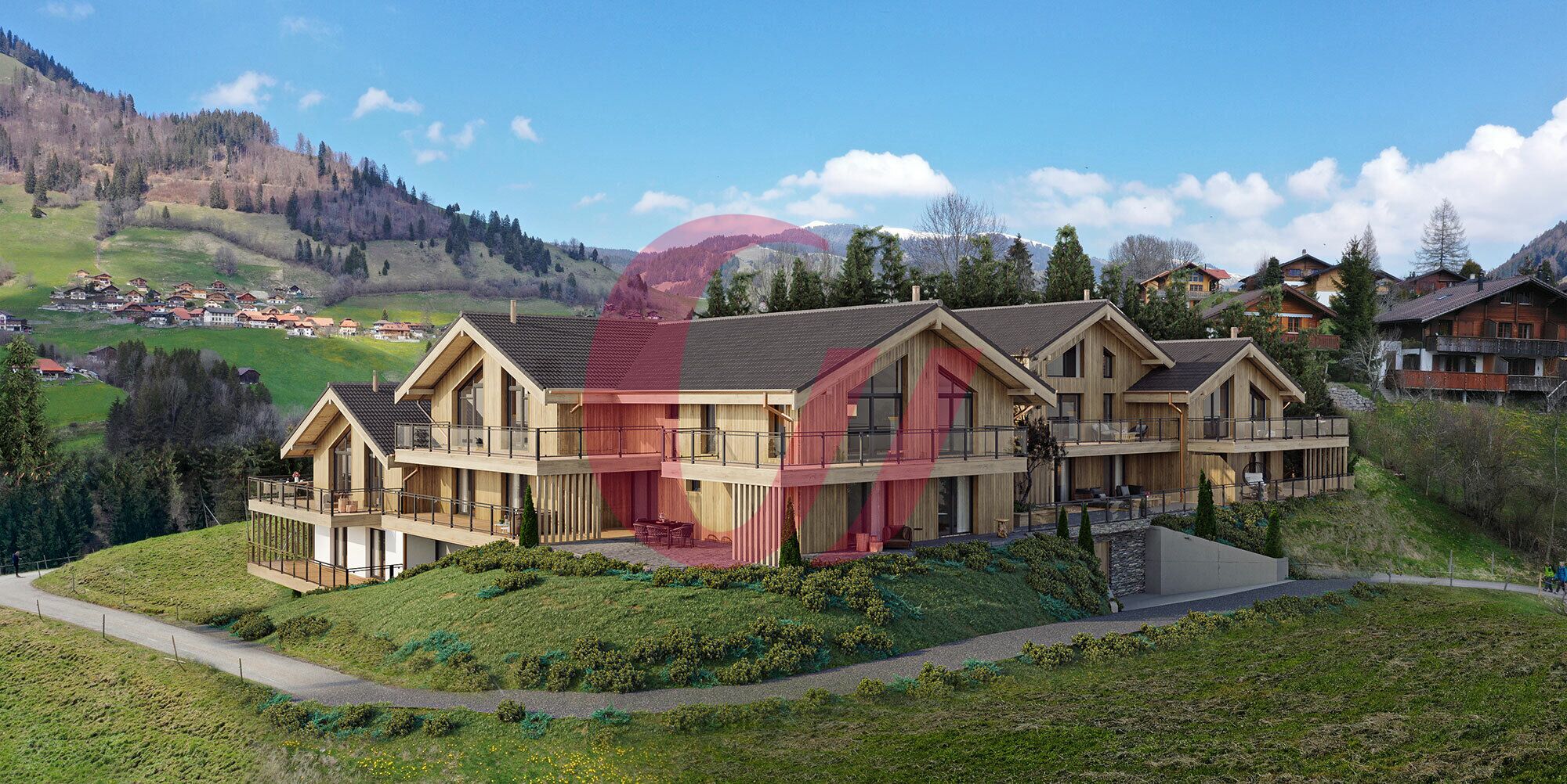 Alpines Mehrfamilienhaus mit Holzfassade