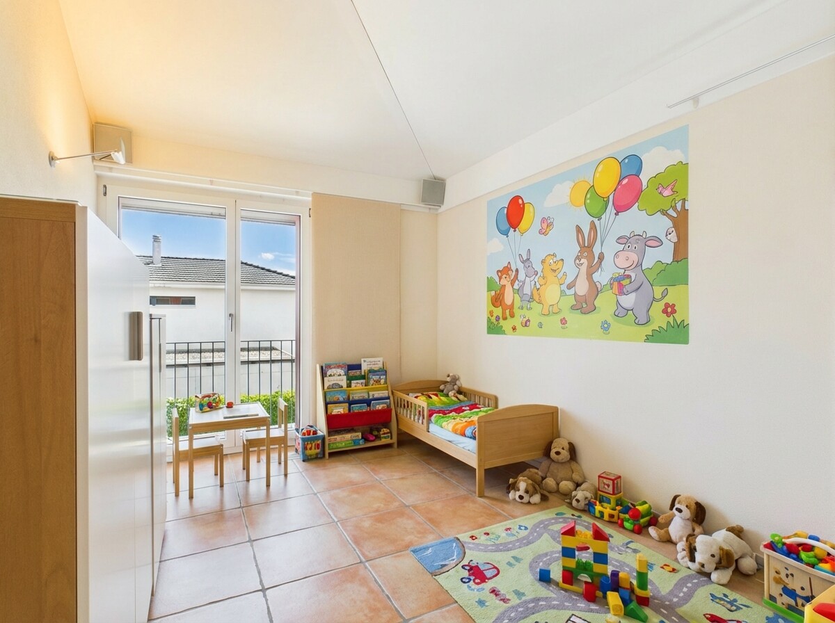 Kinderspielzimmer mit Balkonzugang