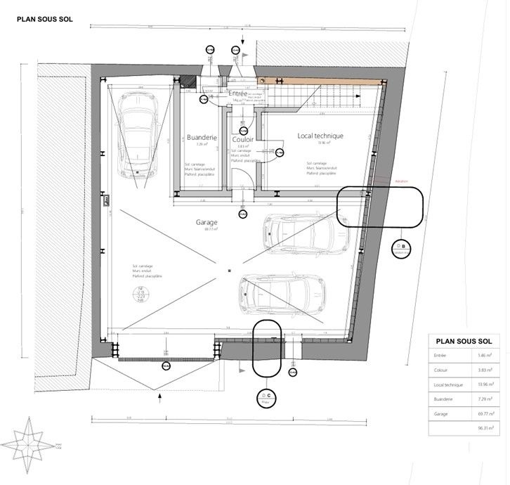 Kellergeschoss-Grundriss mit Garage