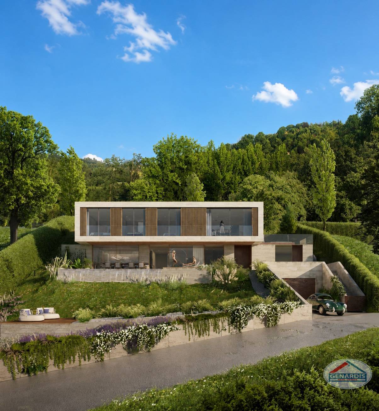 Moderne Villa mit Hanglage und Garten