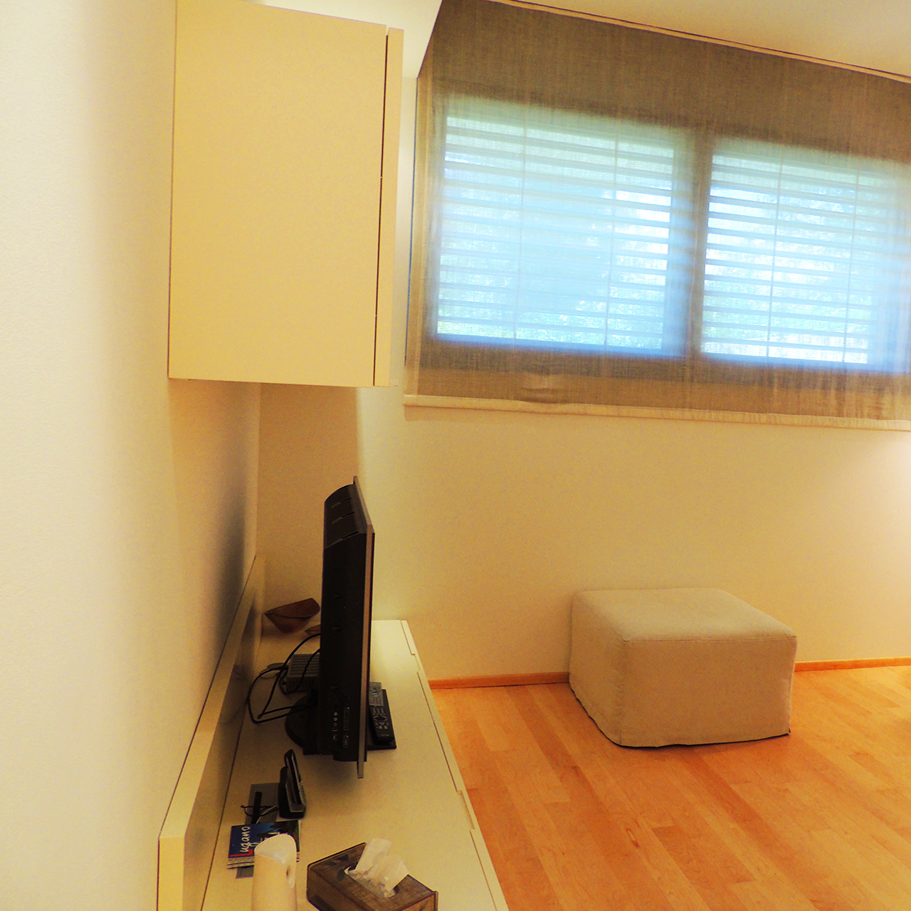 Wohnraum mit Fenster und TV-Bereich
