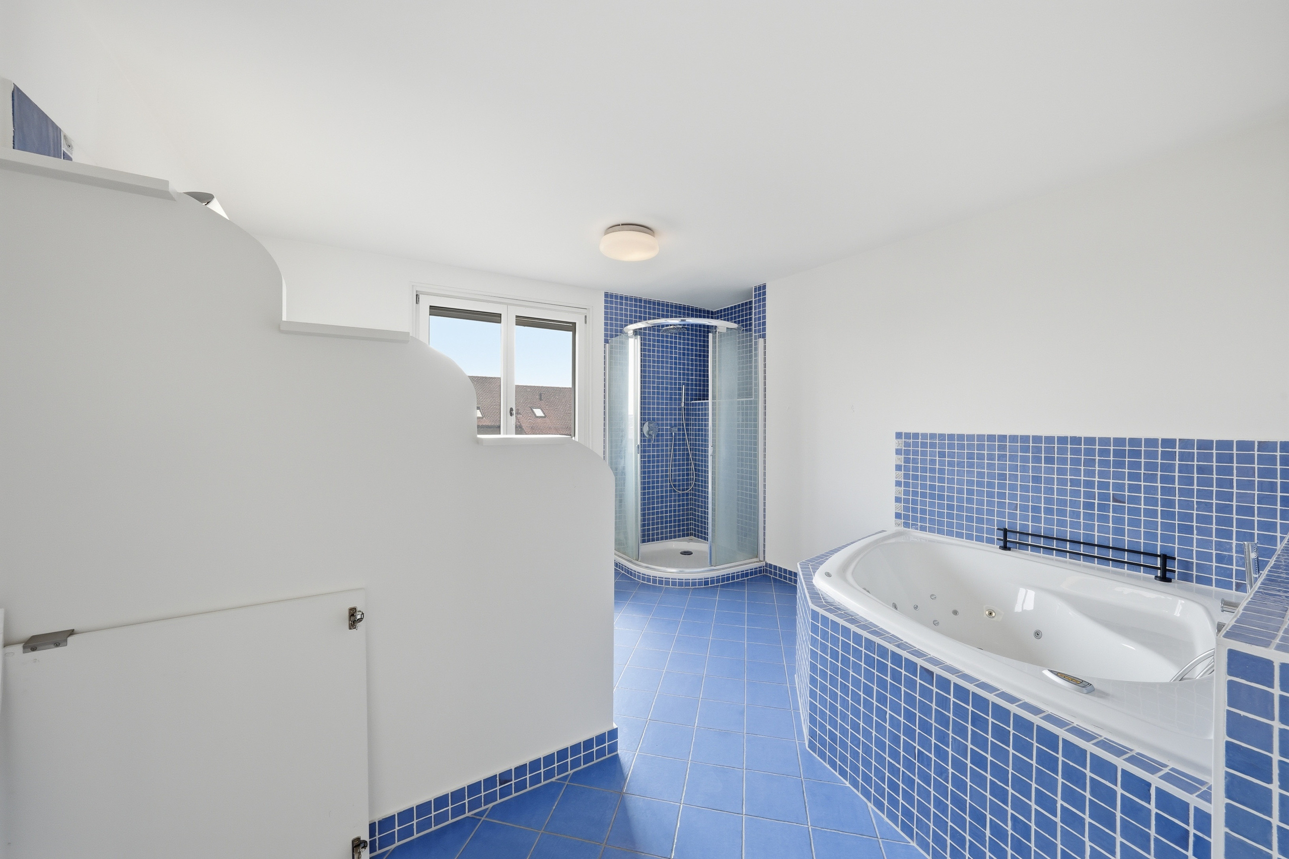 Badezimmer mit Badewanne und Dusche