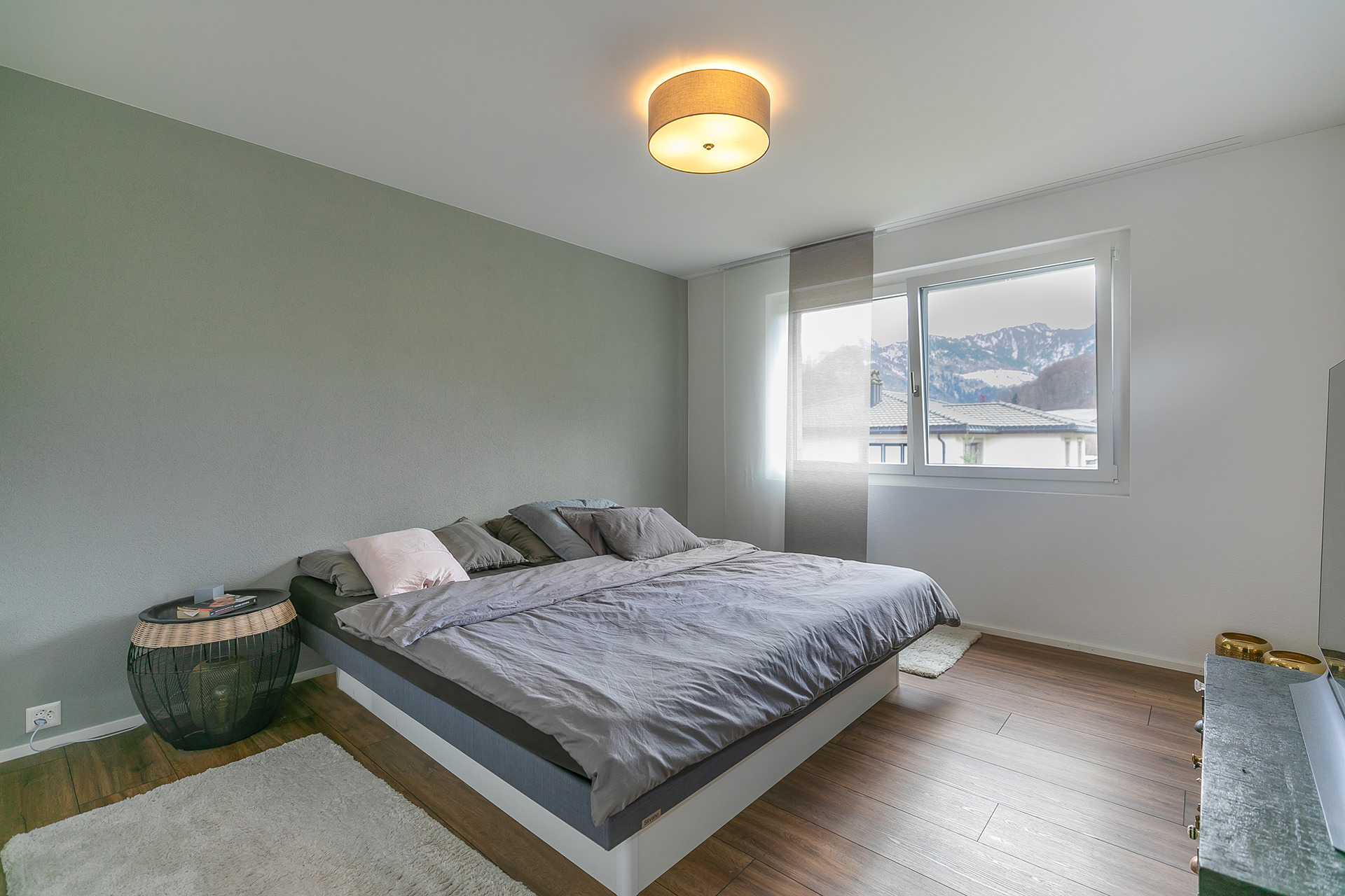 Schlafzimmer mit Bergblick