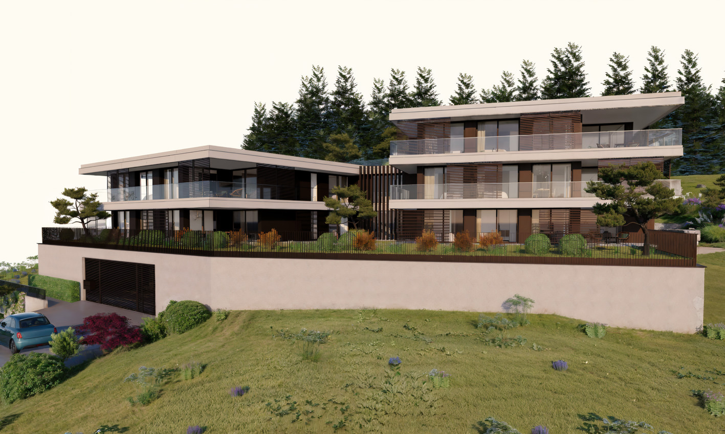 Moderne Villa mit Terrassen und Hanglage
