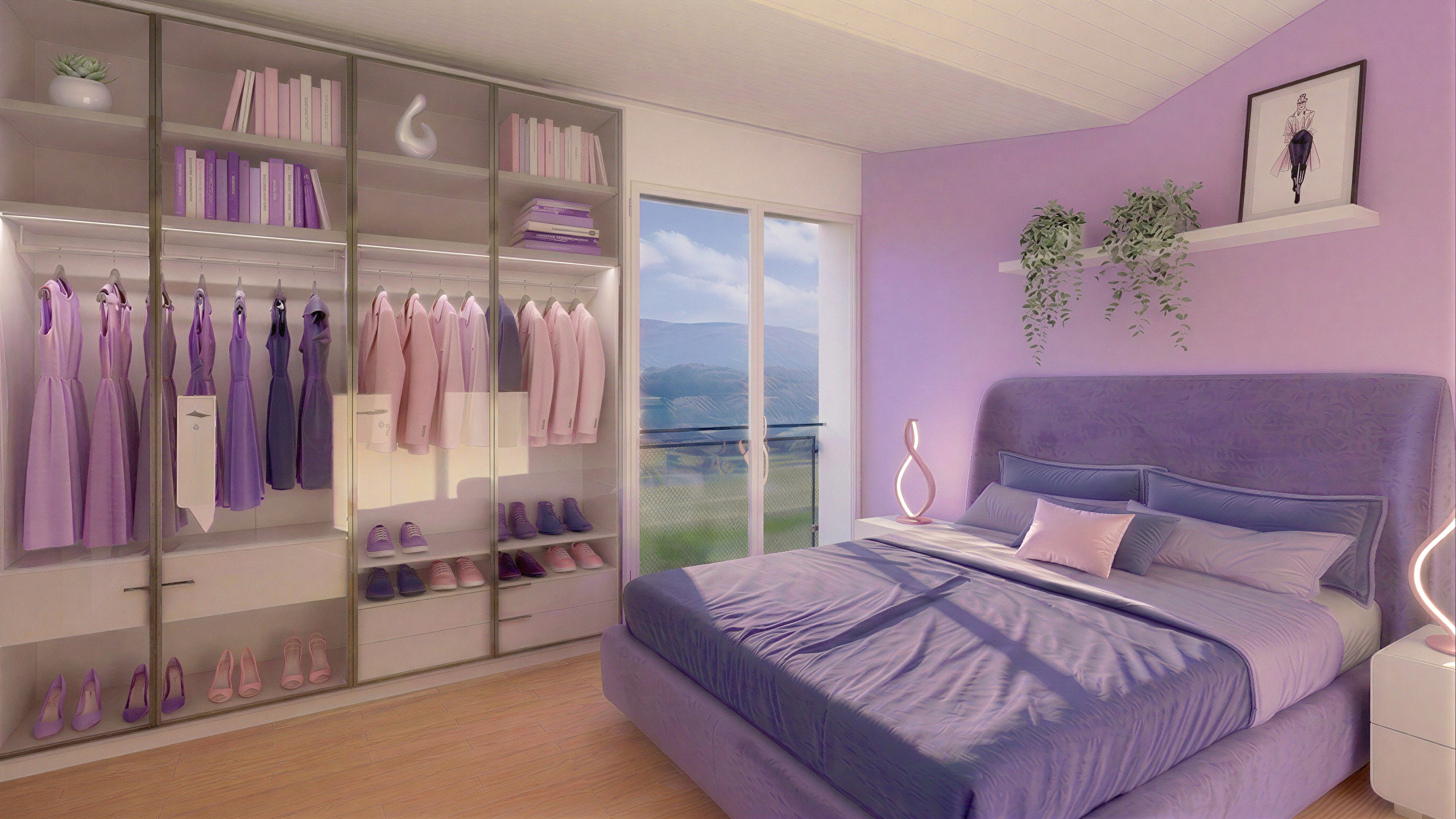 Begehbarer Kleiderschrank mit Schlafzimmer