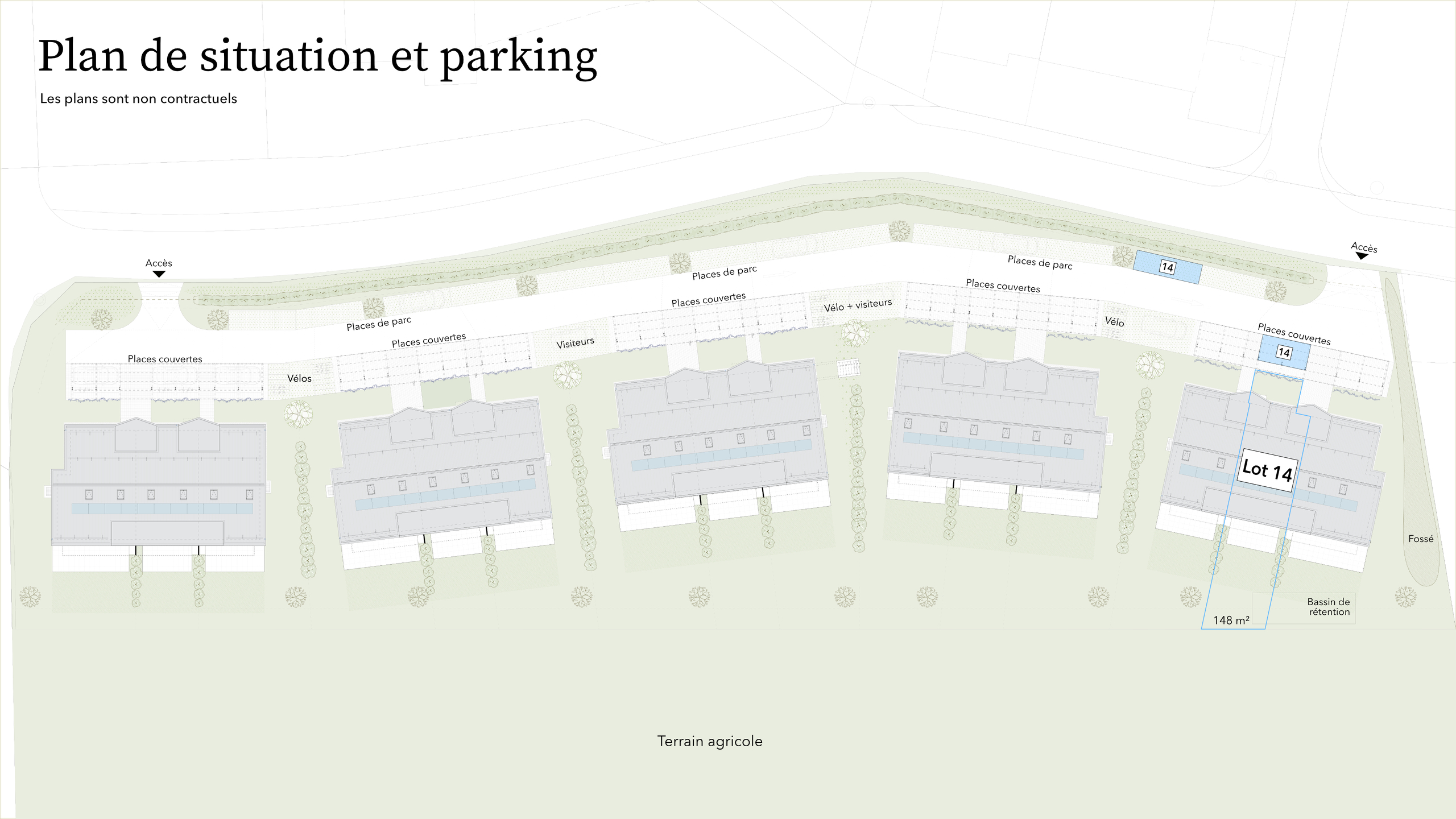Lageplan mit Parkplatz und Parzelle 14