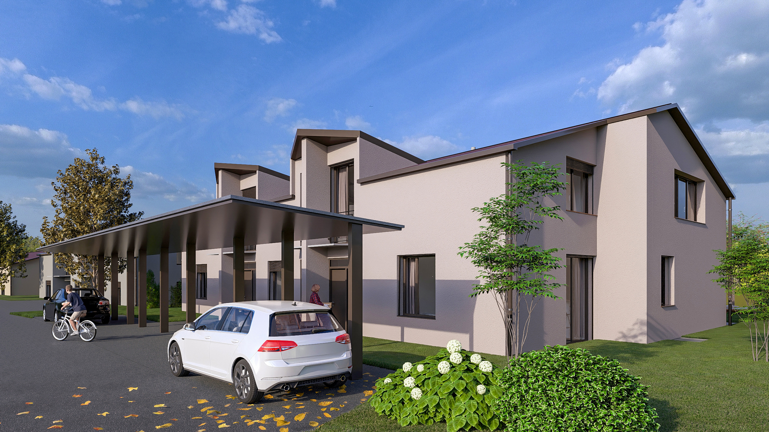 Moderne Wohnanlage mit Carport