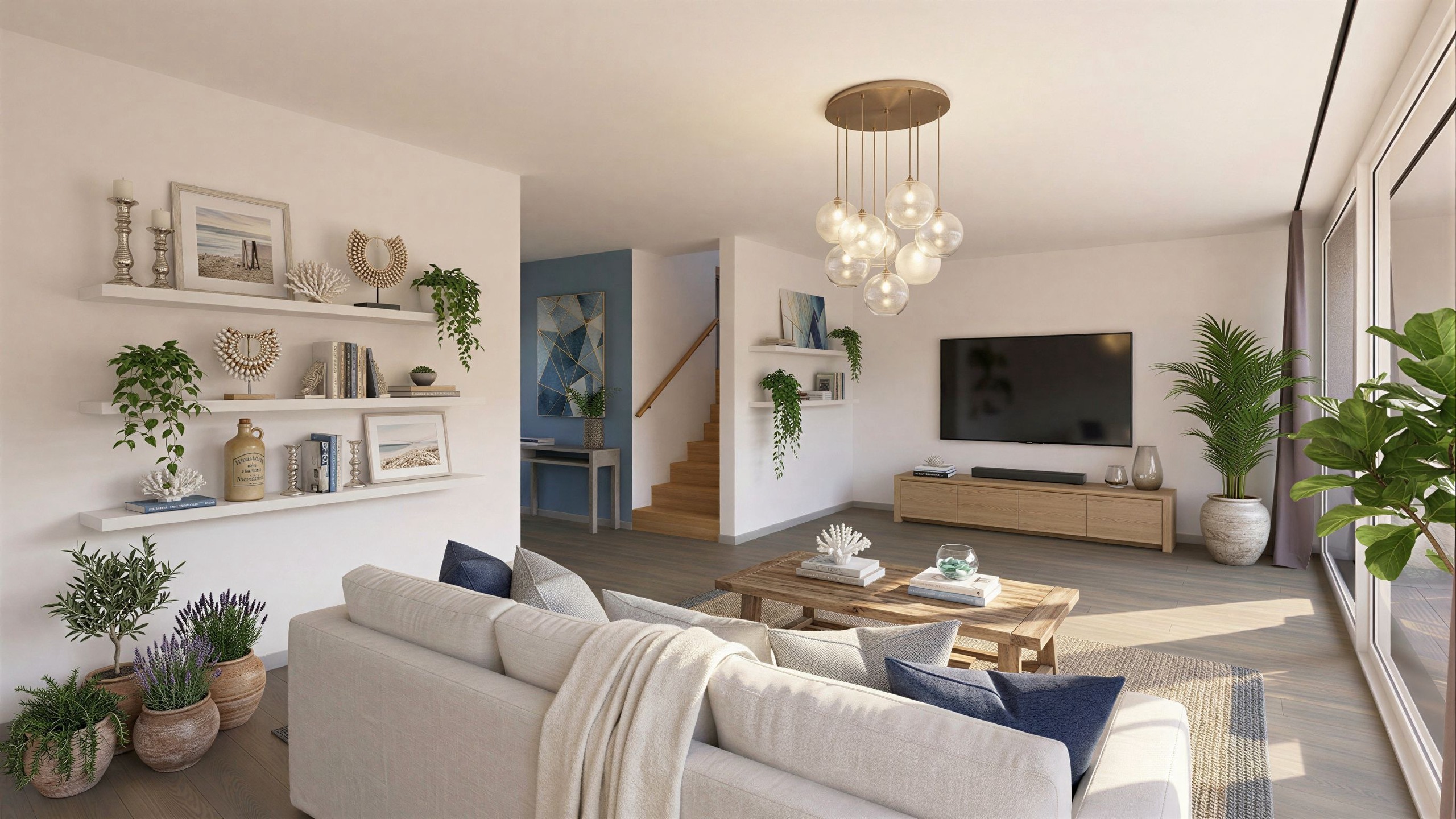 Heller, modern eingerichteter Wohnraum