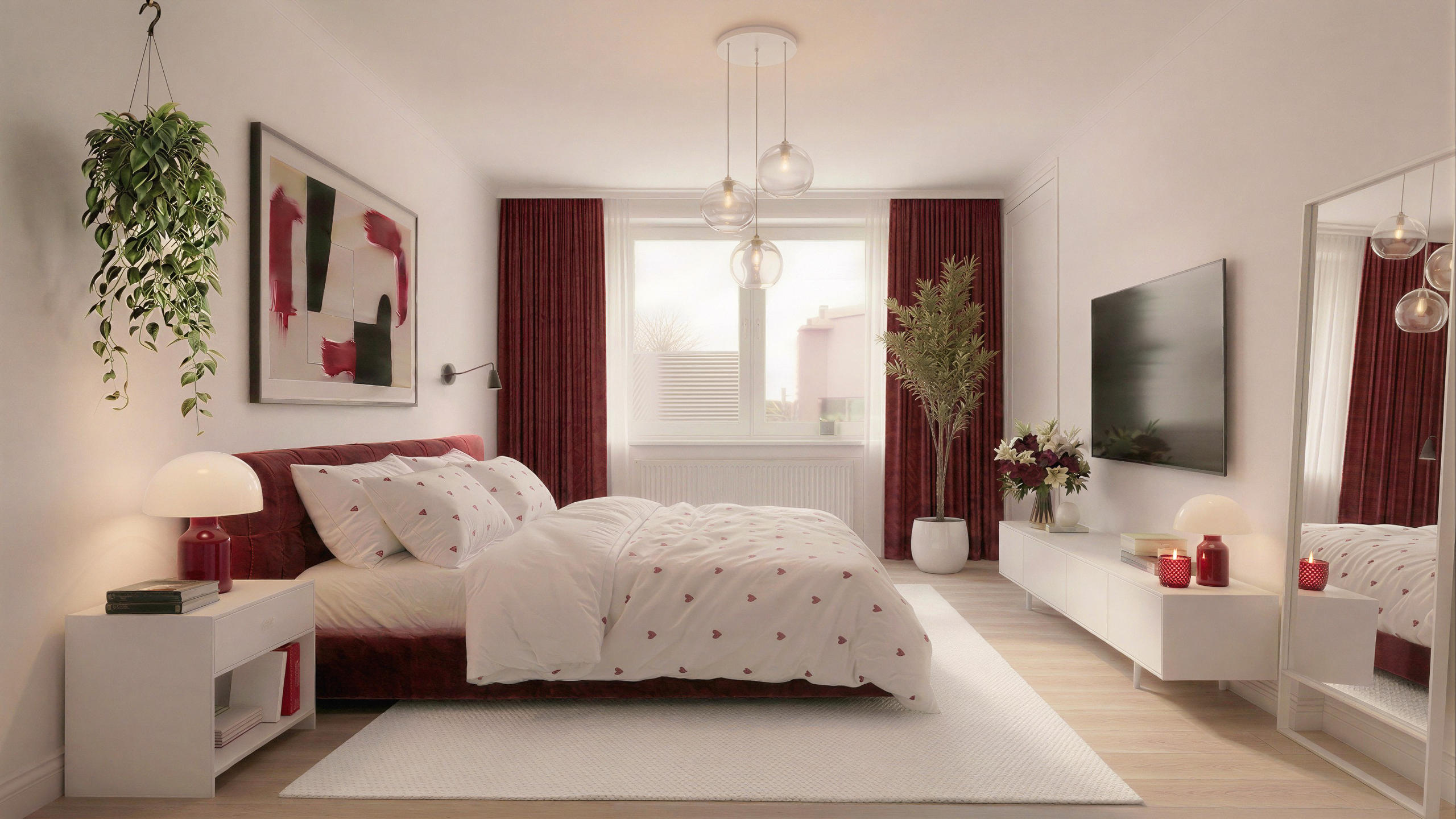 Helles, modern eingerichtetes Schlafzimmer